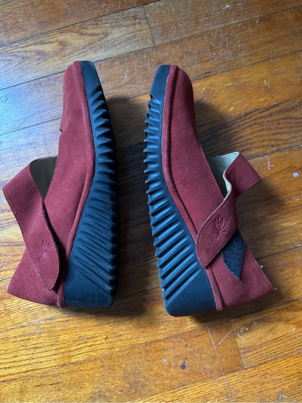 Fly London Red Suede Wedge Mary Jane Shoes - Picture 8 of 9